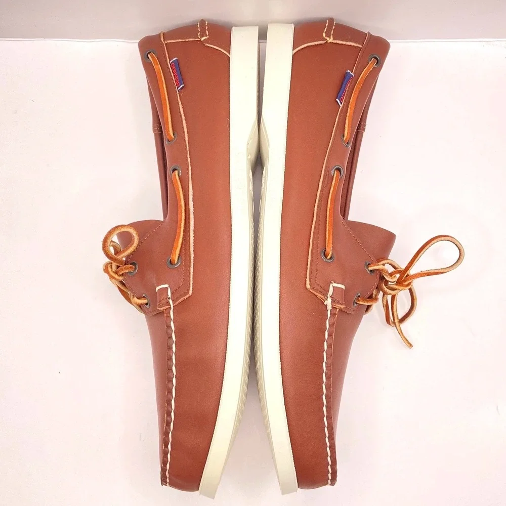 Sebago Men Docksides Leather Boat Shoe Handsewn Moccasin Brown 13 M Deck Classic